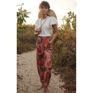 Anthropologie Farm Rio Esperanza Boho Belted Cropped Ankle Floral Pants Size L